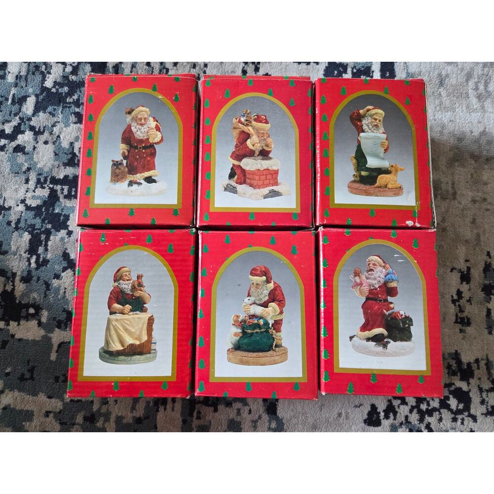 Vintage 1992 Brinn's Santa Collectible Figurines - Full Set of 6